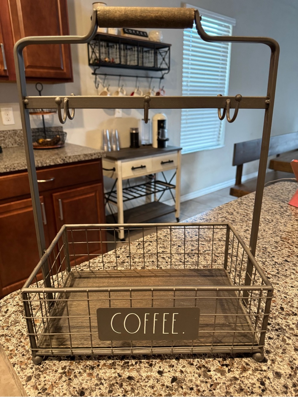 Rae Dunn Metal Coffee Caddy Organizer - Brown